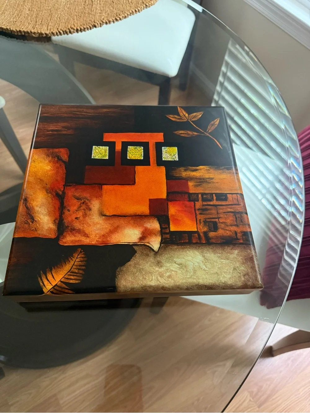 Abstract Geometric Wall Art in Burnt Orange and Brown